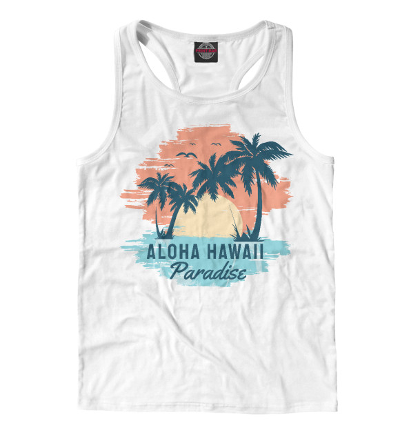 Мужская майка-борцовка с изображением Aloha Hawaii цвета Белый