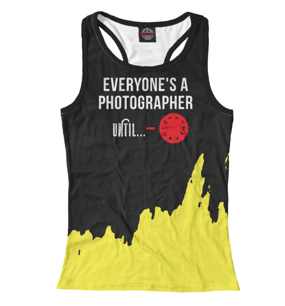 Женская майка-борцовка с притом Everyone's A Photographer цвета Белый Женская майка-борцовка с изображением Everyone's A Photographer цвета Белый