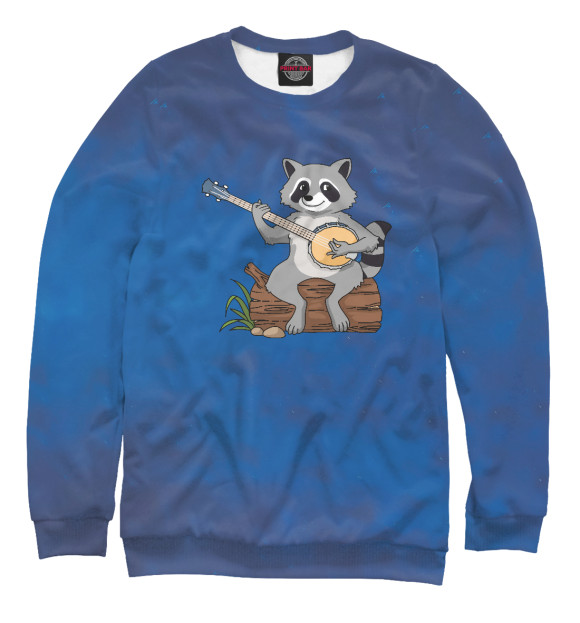 Мужской свитшот с изображением Raccoon цвета Белый