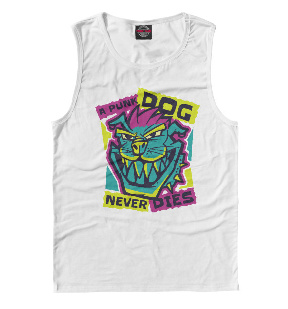 Мужская майка с изображением Punk Dog цвета Белый