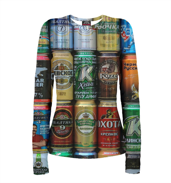 Женский лонгслив с изображением Пивас | Beer цвета Белый