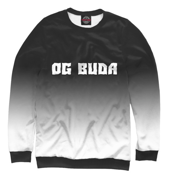 Мужской свитшот с изображением OG BUDA - Градиент цвета Белый