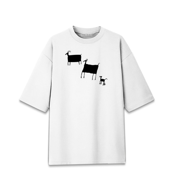 Женская футболка оверсайз с изображением Петроглиф цвета Белый