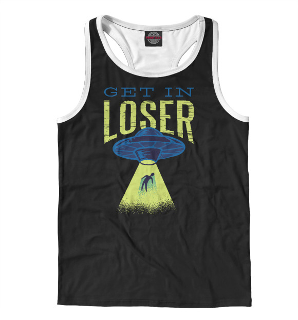 Мужская майка-борцовка с изображением Get in looser цвета Белый