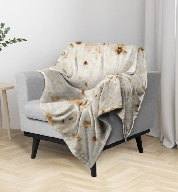 Плед с изображением Лаваш цвета Белый