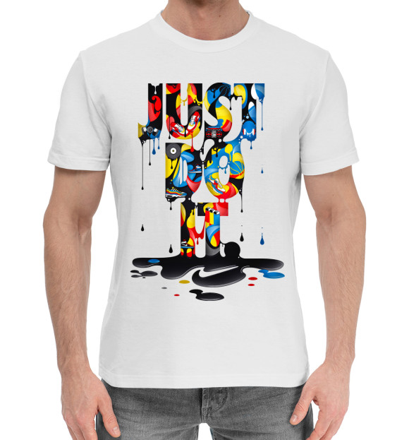 Мужская хлопковая футболка с изображением Just Do It цвета Белый