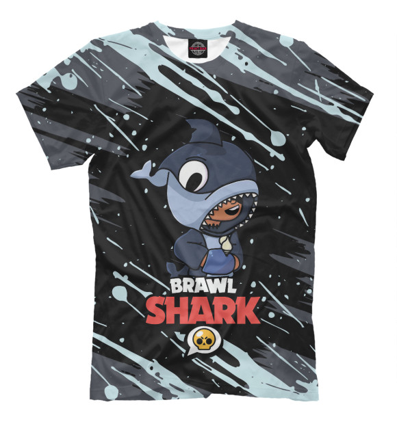 Мужская футболка с изображением BRAWL STARS SHARK цвета Белый