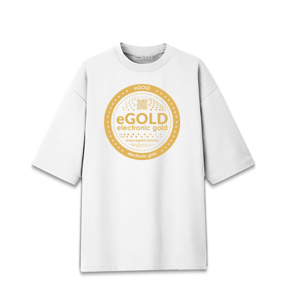 Мужская футболка оверсайз с притом WhiteGold stablecoin eGOLD цвета Белый Мужская футболка оверсайз с изображением WhiteGold stablecoin eGOLD цвета Белый