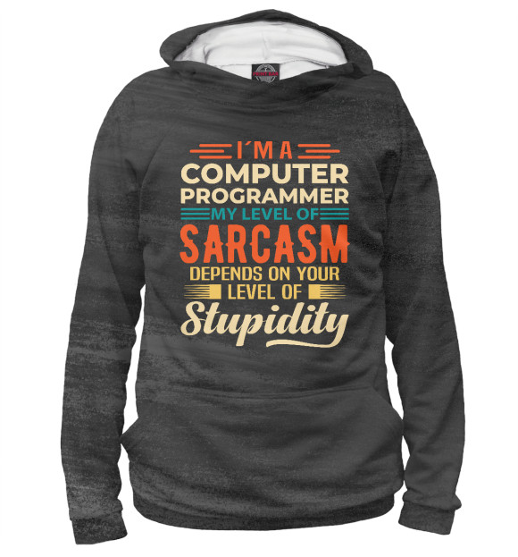Мужское худи с изображением I'm A Computer Programmer цвета Белый
