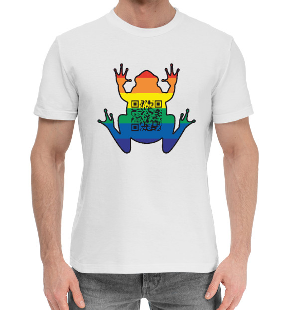 Мужская хлопковая футболка с изображением Code Frog цвета Белый
