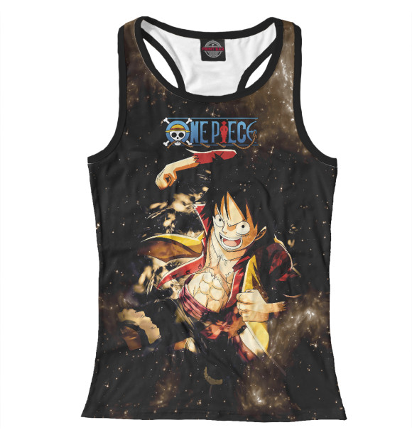 Женская майка-борцовка с изображением One Piece Большой куш цвета Белый