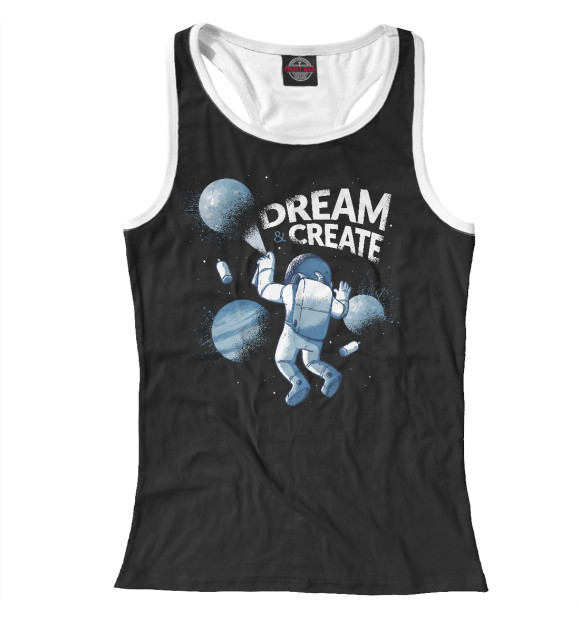 Женская майка-борцовка с изображением Космическое граффити цвета Белый