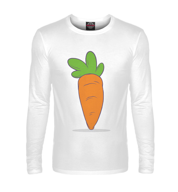 Мужской лонгслив с изображением Морковка цвета Белый