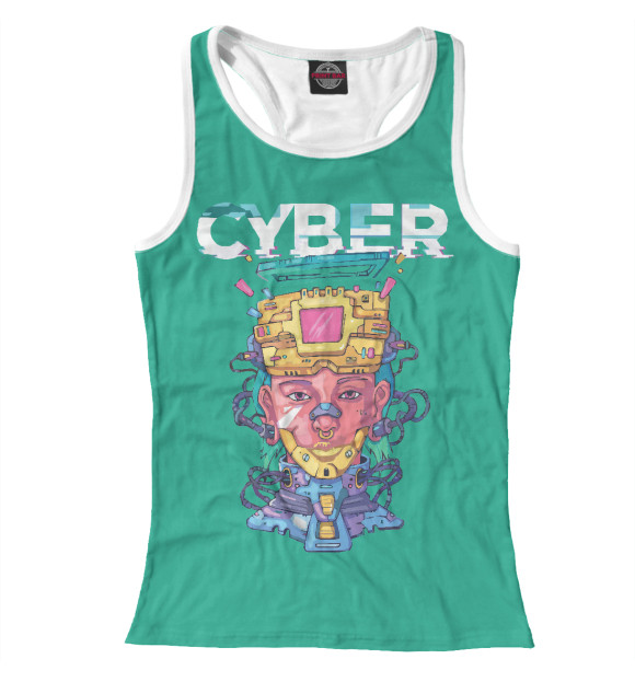 Женская майка-борцовка с изображением Кибер цвета Белый