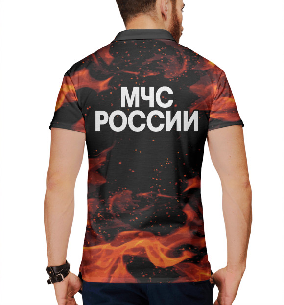 Мужское поло с изображением МЧС России + спина цвета Белый