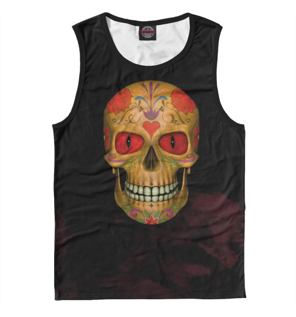 Майка для мальчика с изображением Red  Eyed Sugar Skull Zombi цвета Белый
