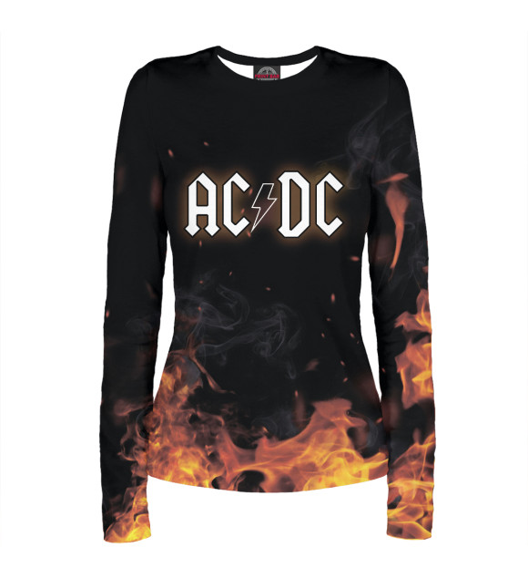 Женский лонгслив с изображением AC/DC цвета Белый