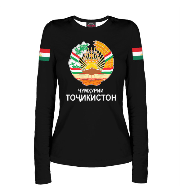 Женский лонгслив с изображением Таджикистан цвета Белый