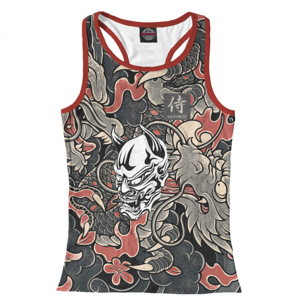 Женская майка-борцовка с изображением Самурай цвета Белый