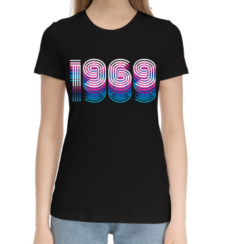 Хлопковая футболка для девочек 1969 Ретро Неон