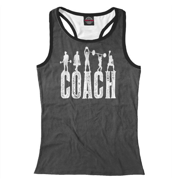 Женская майка-борцовка с изображением Coach Powerlifting цвета Белый