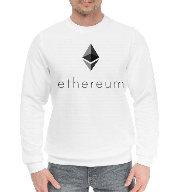 Мужской хлопковый свитшот с изображением Ethereum цвета Белый