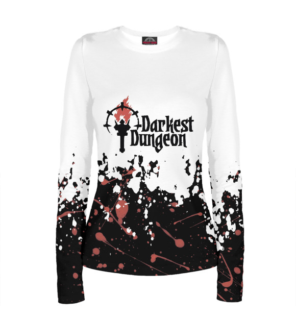 Женский лонгслив с притом Darkest Dungeon цвета Белый Женский лонгслив с изображением Darkest Dungeon цвета Белый