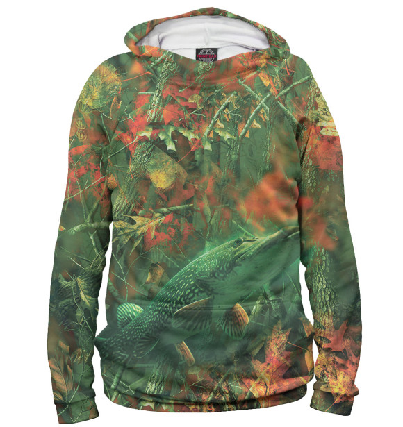 Мужское худи с изображением Камуфляж болото цвета Белый