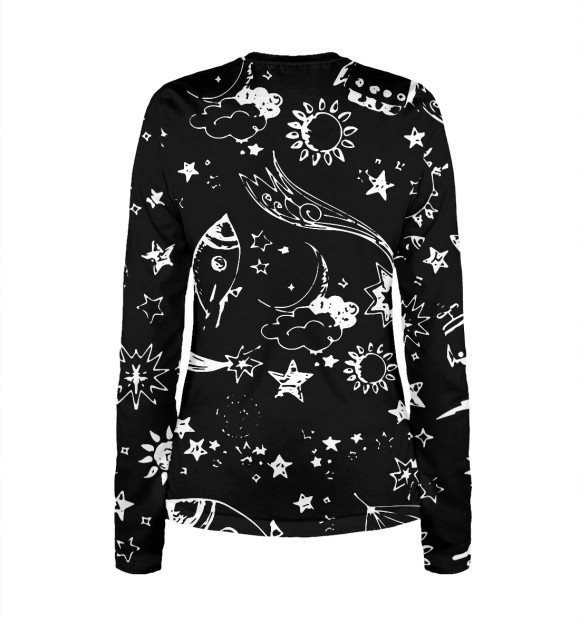 Женский лонгслив с изображением ЛЕНЯ  КОСМОС цвета Белый