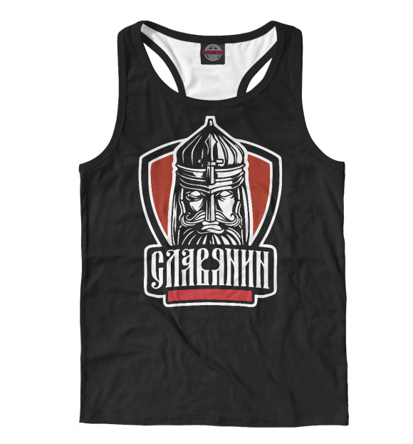 Мужская майка-борцовка с изображением Славянин цвета Белый