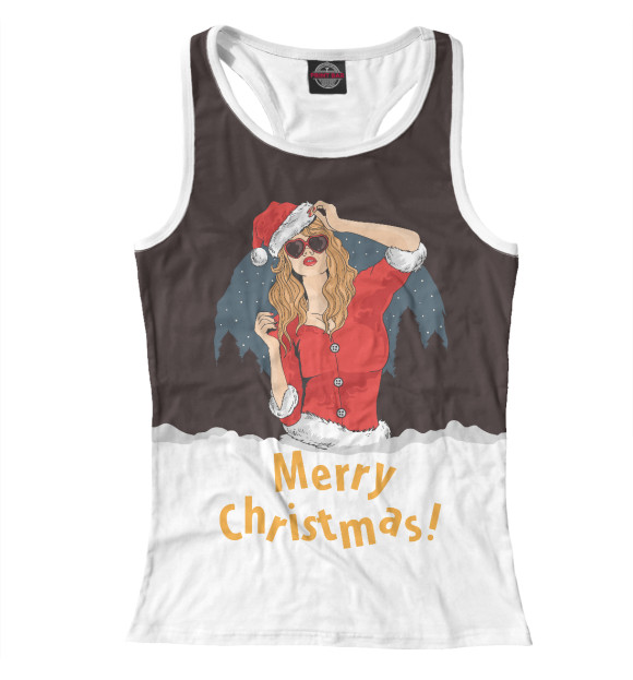 Женская майка-борцовка с изображением Merry Christmas цвета Белый