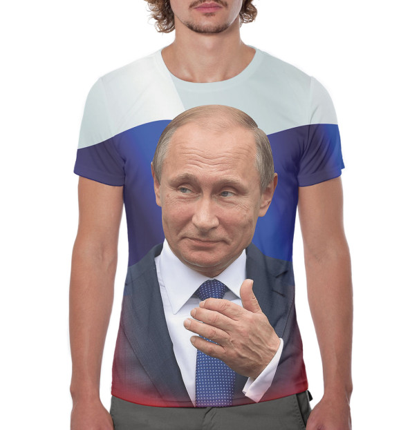 Мужская футболка с изображением Путин цвета Белый