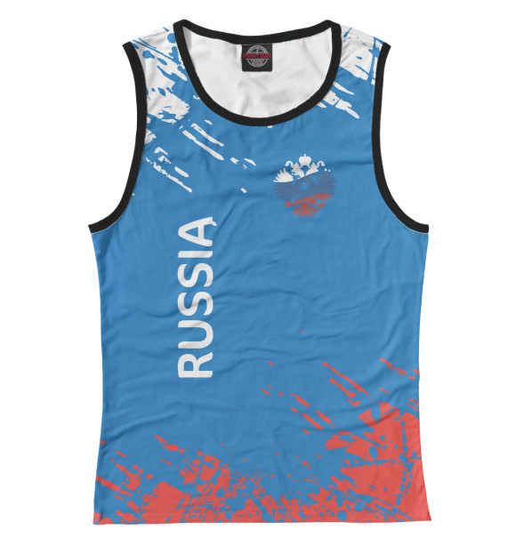 Майка для девочки с изображением Флаг и герб России цвета Белый