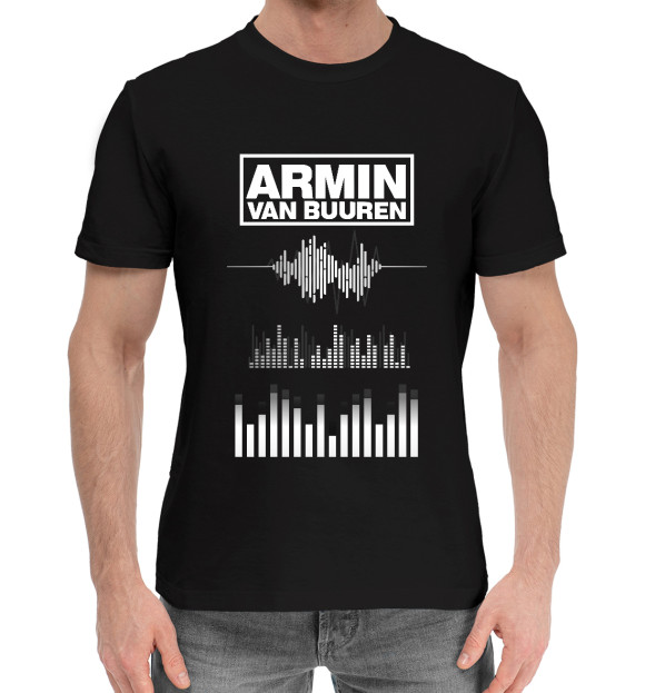 Мужская хлопковая футболка с изображением Armin van Buuren эквалайзер цвета Черный