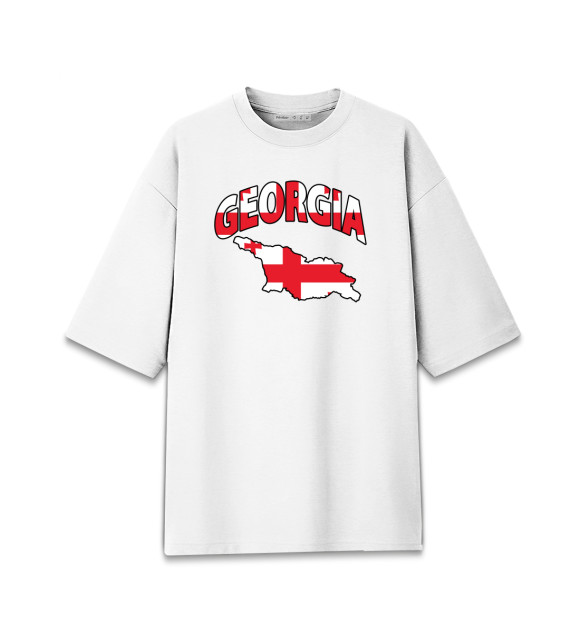 Мужская футболка оверсайз с притом Грузия цвета Белый Мужская футболка оверсайз с изображением Грузия цвета Белый