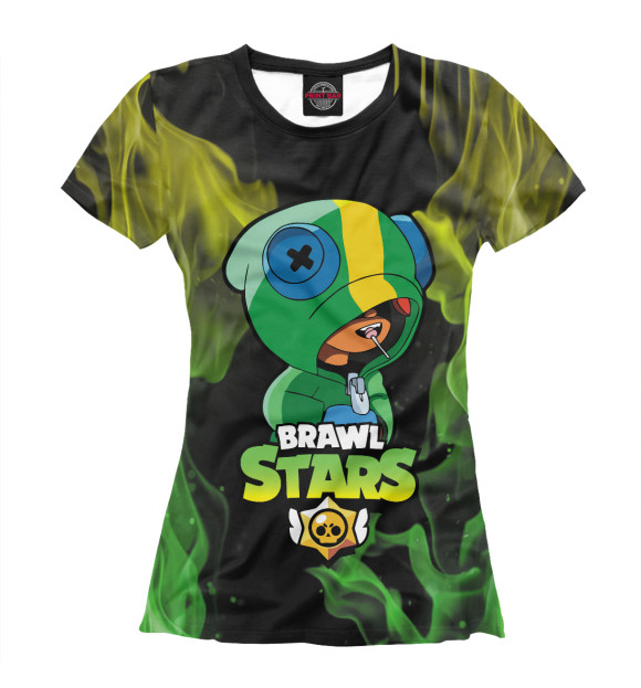 Футболка для девочек с изображением Brawl Stars LEON цвета Белый