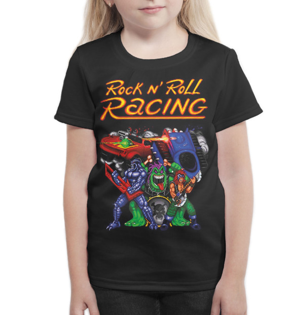 Футболка для девочек с изображением Rock n’ Roll Racing цвета Белый