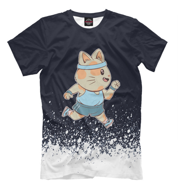Футболка для мальчиков с изображением Jogging cat цвета Белый