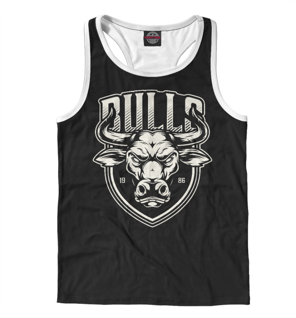 Мужская майка-борцовка с изображением БЫКИ цвета Белый