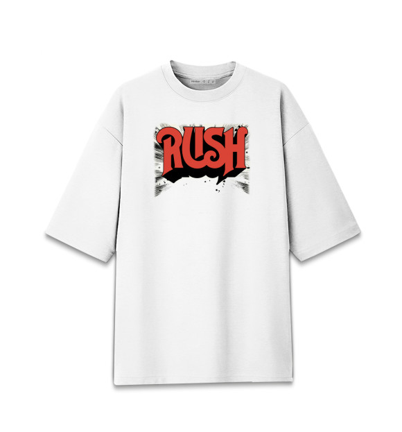 Мужская футболка оверсайз с изображением Rush цвета Белый
