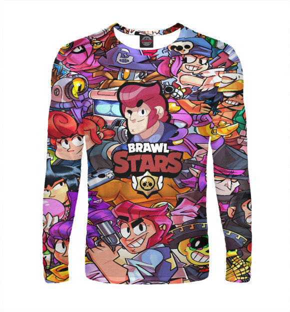 Мужской лонгслив с притом Brawl Stars COLT цвета Белый Мужской лонгслив с изображением Brawl Stars COLT цвета Белый