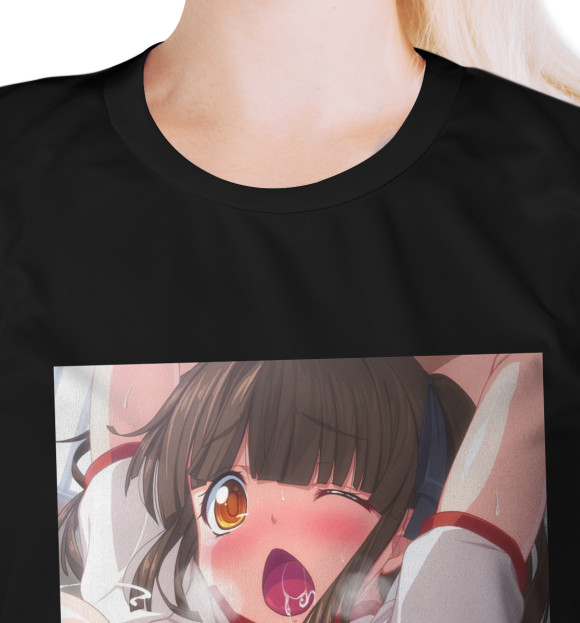 Женская футболка с изображением Ahegao culture цвета Белый