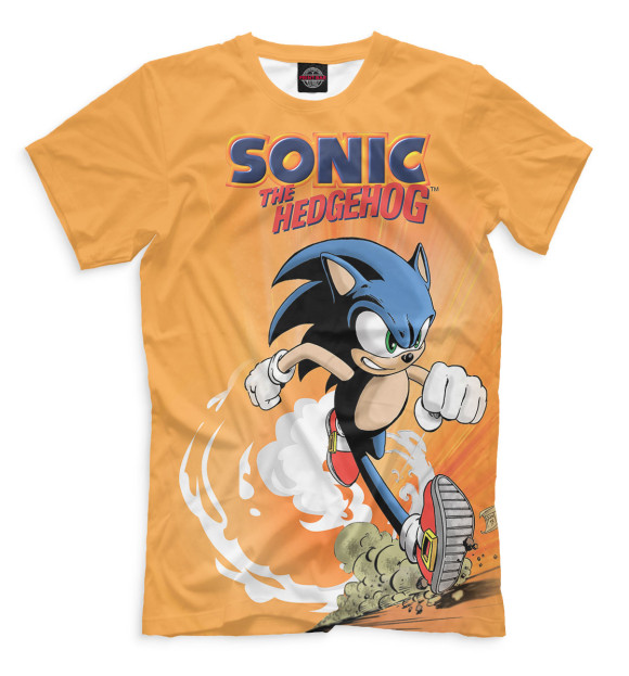 Мужская футболка с изображением Sonic the hedgehog цвета Белый