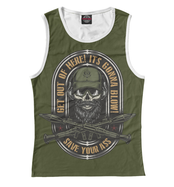 Женская майка с притом Псы войны цвета Белый Женская майка с изображением Псы войны цвета Белый