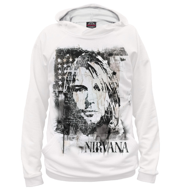 Мужское худи с изображением Nirvana цвета Белый