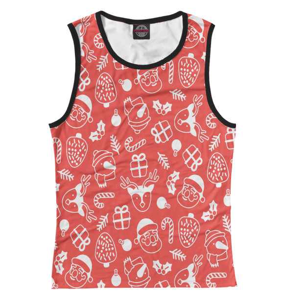 Майка для девочки с изображением Новогодний узор цвета Белый