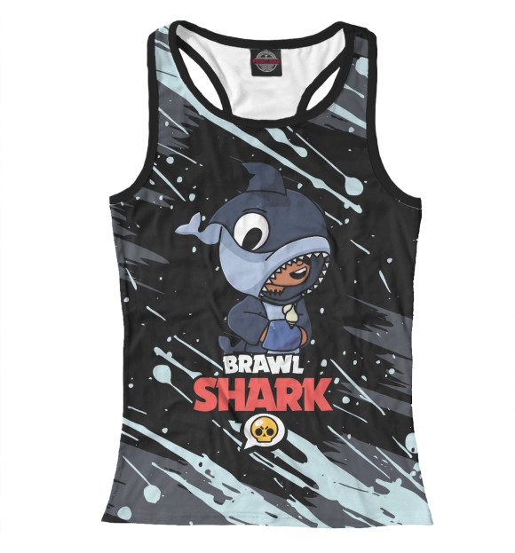 Женская майка-борцовка с изображением BRAWL STARS SHARK цвета Белый
