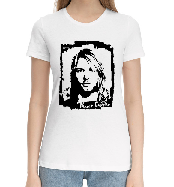 Женская хлопковая футболка с изображением Nirvana цвета Белый