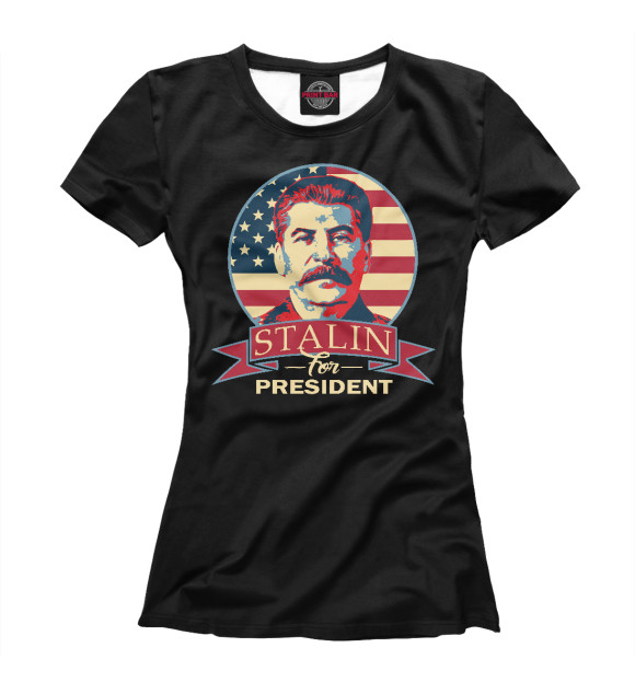 Женская футболка с изображением Stalin цвета Белый