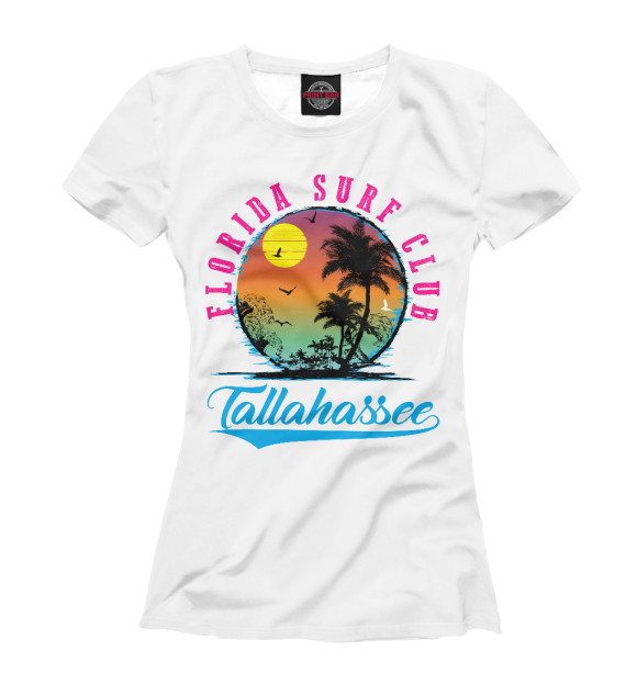 Женская футболка с изображением Вечер на пляже цвета Белый